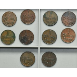 Ensemble, ville libre de Dantzig, 1 fenig 1923 (10 pièces).