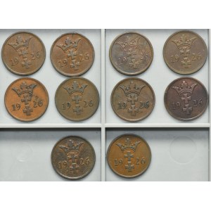 Ensemble, ville libre de Danzig, 2 fenigs 1926 (10 pièces).