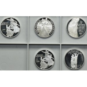 Set, Austria, Second Republic, Medals Casinos Austria 1986-1993 (5 pcs.)