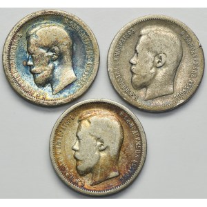 Set, Russia, Nicholas II, 50 Kopeck Petersburg 1897 and 1899 (3 pcs.)