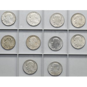 Set, Testa di donna, 5 ori 1932-1934 (10 pezzi).