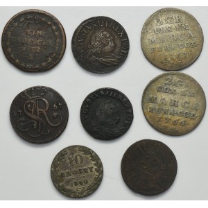 Sada, Polsko, Polské království a Slezsko, Rakouské dělení, Greszel, Szeląg, Grosz a 2 Grosz (8 kusů).
