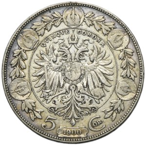 Austria, Franz Joseph I, 5 Corona Wien 1900