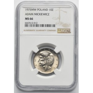 10 złotych 1975 Adam Mickiewicz - NGC MS66