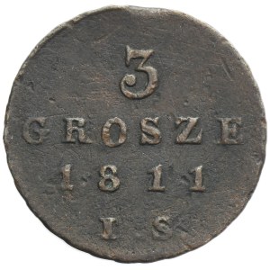 Duchy of Warsaw, 3 groschen Warsaw 1811 IS