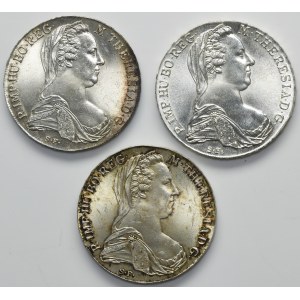 Set, Austria, Maria Teresa, Thaler Vienna 1780 SF - NUOVO BIT (3 pezzi).