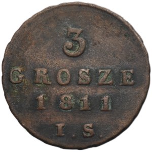 Duchy of Warsaw, 3 groschen Warsaw 1811 IS