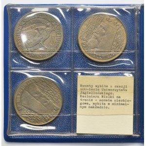 Zestaw, Próba i Monety obiegowe, 10 złotych 1964 Kazimierz Wielki (3 szt.)