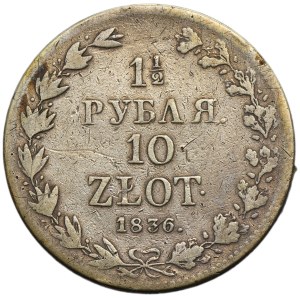 1 1/2 rubel = 10 zloty Warsaw 1836 MW