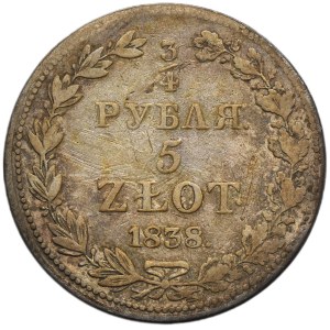 3/4 rouble = 5 zloty Warsaw 1838 MW