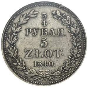 3/4 rouble = 5 zloty Warsaw 1840 MW