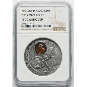 20 złotych 2001 Szlak Bursztynowy - NGC PF70 ANTIQUED