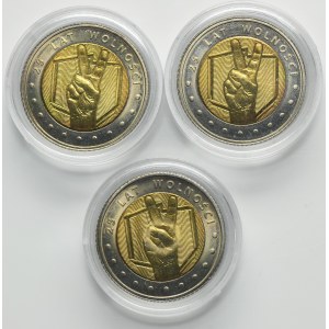 Zestaw, 5 złotych 2014 25 lat wolności (3 szt.)