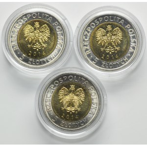 Zestaw, 5 złotych 2014 25 lat wolności (3 szt.)