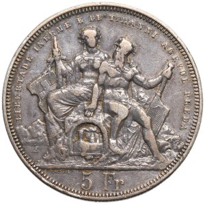 Switzerland, 5 Francs Bern 1883 - Shooting Festival in Lugano