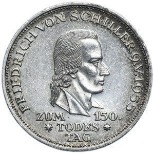 Deutschland, BRD, 5 Mark Stuttgart 1955 F - Friedrich von Schiller