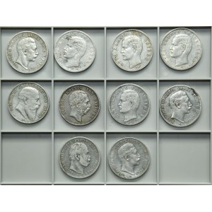 Satz, Deutschland, 5 Mark 1874-1908 (10 Stück).