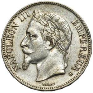 France, Napoleon III, 5 Francs Strasbourg 1867 BB