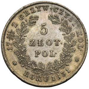 November Uprising, 5 zloty Warsaw 1831 KG