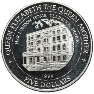Fiji, Elizabeth II, 5 Dollars Llantrisant 1994 - London House