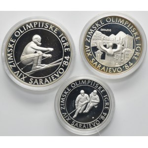 Set, Jugoslavia, 100 dinari, 250 dinari e 500 dinari 1983 (3 pezzi).