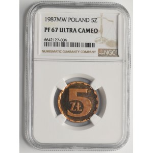 5 gold 1987 - NGC PF67 ULTRA CAMEO - LUSTRANSKA.