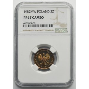 2 złote 1987 - NGC PF67 CAMEO - LUSTRZANKA