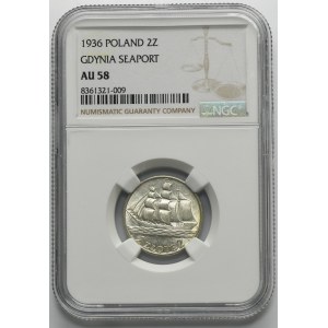 Sailing ship, 2 gold 1936 - NGC AU58