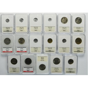 Set, 10 pennies-100 zlotys (17 pieces).