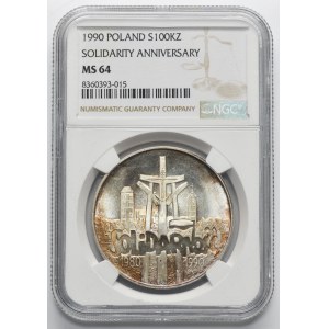 100,000 PLN 1990 Solidarity - TYPE A - NGC MS64
