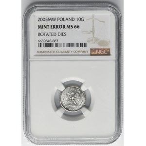 10 penny 2005 - NGC MINT ERROR MS66 - RIFLESSIONE