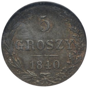 Polish Kingdom, 5 groschen Warsaw 1840 MW - NGC MS61