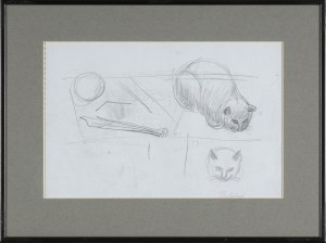 Jarosław Modzelewski, SZKIC DO OBRAZU „MARTWA NATURA Z KOTEM”, 2002