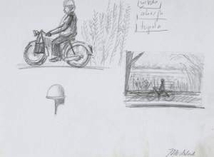 Jarosław Modzelewski, SZKIC DO OBRAZU „HYDRAULIK Z WĘDKAMI”, 2002
