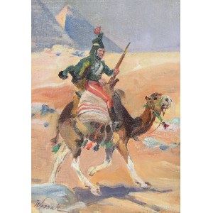 Wojciech KOSSAK (1856-1942), Huzar napoleoński na wielbłądzie - z cyklu obrazów przygotowawczych do panoramy „Bitwa pod piramidami”, ok. 1912
