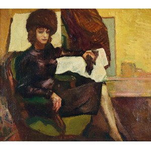 Malarz nieokreślony, rosyjski?, XX w., Dama w fotelu, 1923