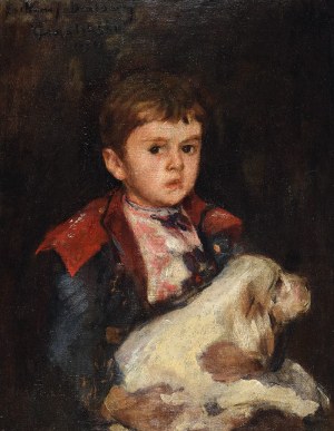 Jan CIĄGLIŃSKI (1858-1913), Chłopczyk z pieskiem - Przyjaciele, 1888