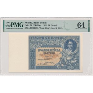 20 złotych 1931 - AB. - PMG 64