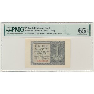 1 złoty 1941 - AB - PMG 65 EPQ - wysokie litery serii