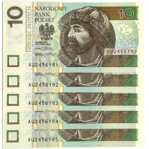 Set, 10 gold 2012 - transitional series - consecutive numbers (5 pcs).