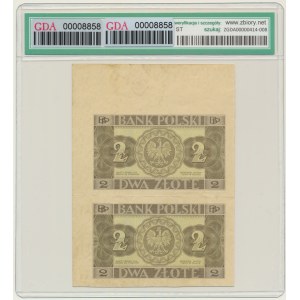 2 zloty 1936 - without series and subprint - uncut two pieces - GDA 45