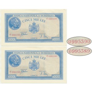 Zestaw, Rumunia, 5.000 lei 1943 (2 szt.) - numeracja kolejna