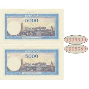 Zestaw, Rumunia, 5.000 lei 1943 (2 szt.) - numeracja kolejna