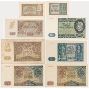 Zestaw, 1-500 złotych 1940-1941 (8 szt.)