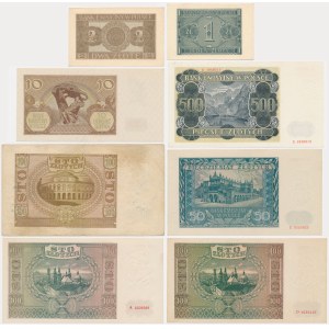Zestaw, 1-500 złotych 1940-1941 (8 szt.)