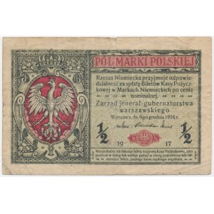1/2 marki 1916 - Jenerał - A - numerator wiśniowy - RZADKIE