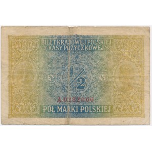 1/2 marki 1916 - Jenerał - A - numerator wiśniowy - RZADKIE