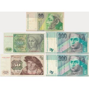 Zestaw banknotów, Niemcy i Słowacja (5 szt.)
