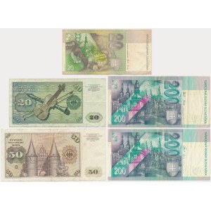 Zestaw banknotów, Niemcy i Słowacja (5 szt.)