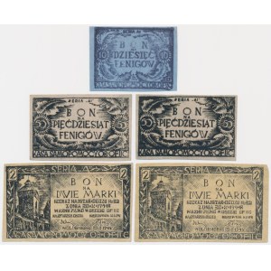 Germany, Oflag II C Woldenberg, 10 Pfennige - 2 Mark 1944 (5 pcs.)